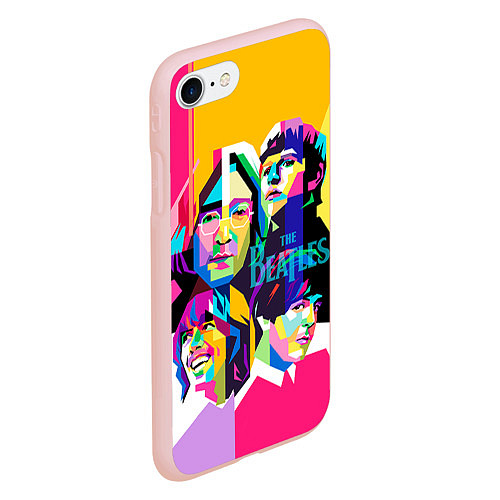 Чехол iPhone 7/8 матовый The Beatles: Poly-art / 3D-Светло-розовый – фото 2