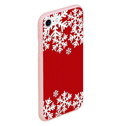 Чехол iPhone 7/8 матовый Снежинки, цвет: 3D-светло-розовый — фото 2