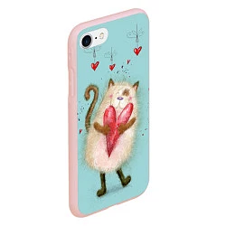 Чехол iPhone 7/8 матовый Котик, цвет: 3D-светло-розовый — фото 2
