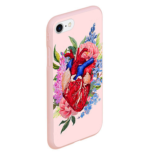 Чехол iPhone 7/8 матовый Цветочное сердце / 3D-Светло-розовый – фото 2