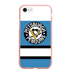 Чехол iPhone 7/8 матовый Pittsburgh Penguins: White, цвет: 3D-светло-розовый