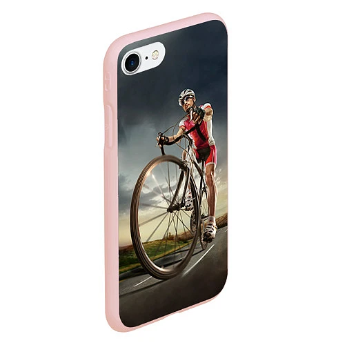 Чехол iPhone 7/8 матовый Велогонщик / 3D-Светло-розовый – фото 2