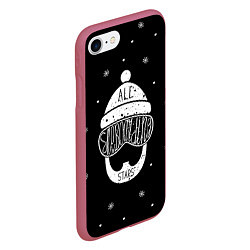 Чехол iPhone 7/8 матовый Бородатый сноубордист, цвет: 3D-малиновый — фото 2