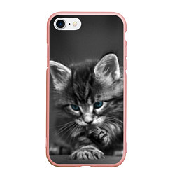 Чехол iPhone 7/8 матовый Голубоглазый котенок, цвет: 3D-светло-розовый