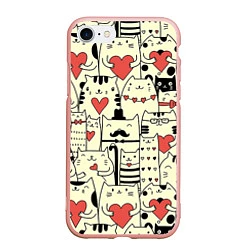 Чехол iPhone 7/8 матовый Любящие котики, цвет: 3D-светло-розовый