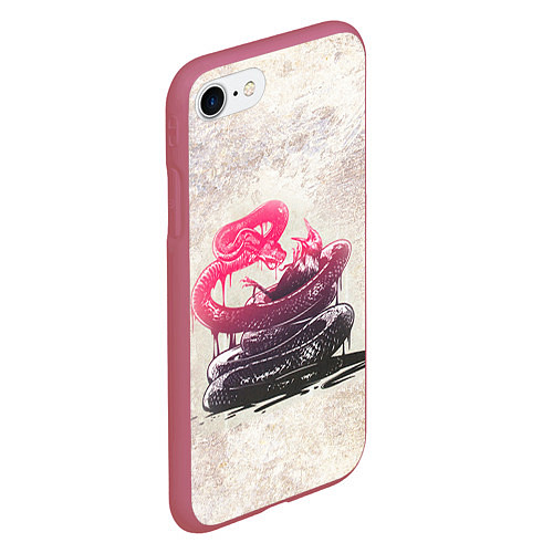 Чехол iPhone 7/8 матовый Three Days Grace: Acid snake / 3D-Малиновый – фото 2