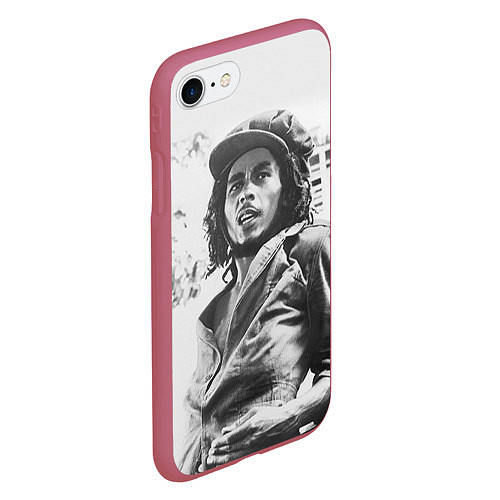 Чехол iPhone 7/8 матовый Молодой Боб Марли / 3D-Малиновый – фото 2