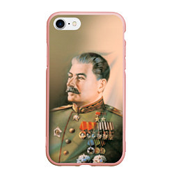 Чехол iPhone 7/8 матовый Иосиф Сталин, цвет: 3D-светло-розовый