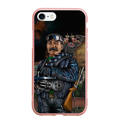 Чехол iPhone 7/8 матовый Сталин военный, цвет: 3D-светло-розовый