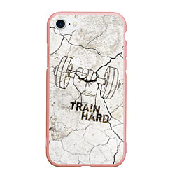 Чехол iPhone 7/8 матовый Train hard, цвет: 3D-светло-розовый