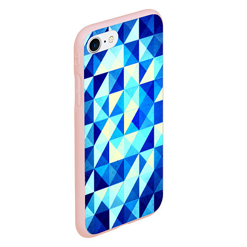 Чехол iPhone 7/8 матовый Синяя геометрия / 3D-Светло-розовый – фото 2