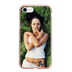 Чехол iPhone 7/8 матовый Анджелина Джоли, цвет: 3D-светло-розовый