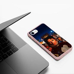 Чехол iPhone 7/8 матовый Michael Jackson: Pop King, цвет: 3D-светло-розовый — фото 2