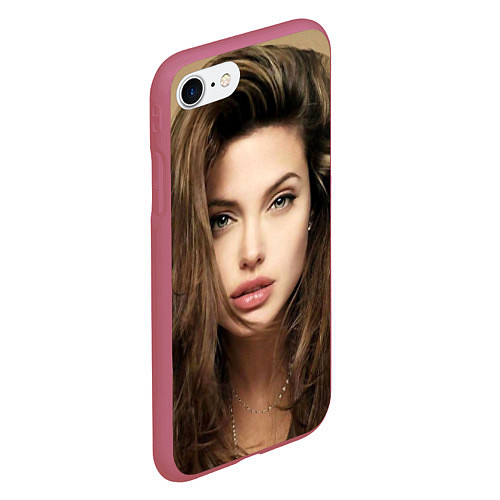 Чехол iPhone 7/8 матовый Анжелина Джоли / 3D-Малиновый – фото 2