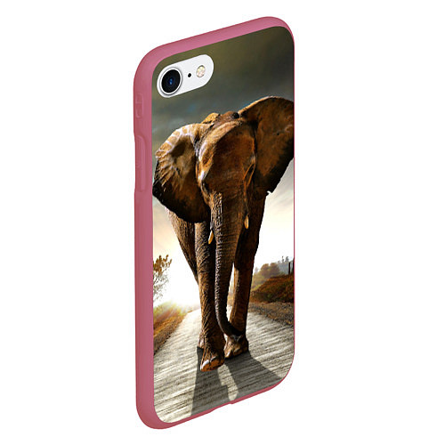 Чехол iPhone 7/8 матовый Дикий слон / 3D-Малиновый – фото 2