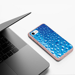 Чехол iPhone 7/8 матовый Капли воды, цвет: 3D-светло-розовый — фото 2