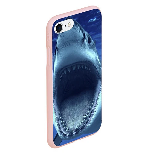 Чехол iPhone 7/8 матовый Белая акула / 3D-Светло-розовый – фото 2