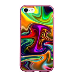 Чехол iPhone 7/8 матовый Неоновые разводы, цвет: 3D-малиновый