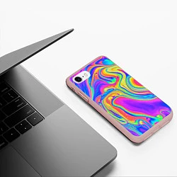 Чехол iPhone 7/8 матовый Цветные разводы, цвет: 3D-светло-розовый — фото 2