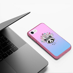 Чехол iPhone 7/8 матовый Raccoon: Free Spirit, цвет: 3D-малиновый — фото 2