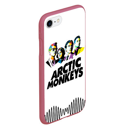 Чехол iPhone 7/8 матовый Arctic Monkeys: Music Wave / 3D-Малиновый – фото 2