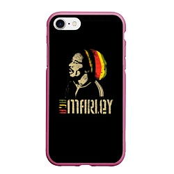 Чехол iPhone 7/8 матовый Bob Marley, цвет: 3D-малиновый