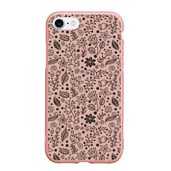 Чехол iPhone 7/8 матовый Цветочки-травушки, цвет: 3D-светло-розовый