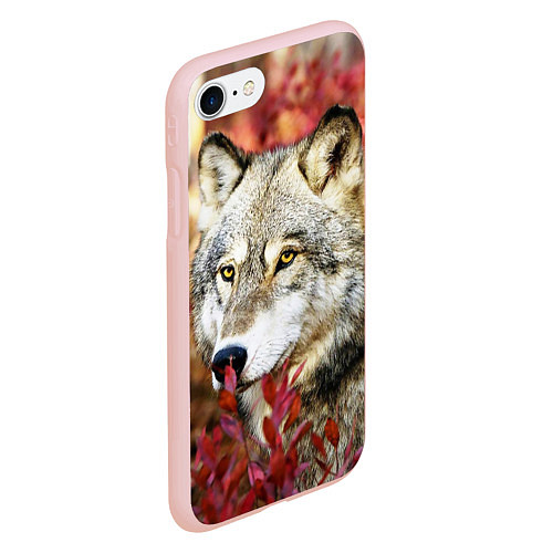 Чехол iPhone 7/8 матовый Волк в кустах / 3D-Светло-розовый – фото 2