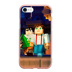 Чехол iPhone 7/8 матовый Minecraft Men's, цвет: 3D-светло-розовый