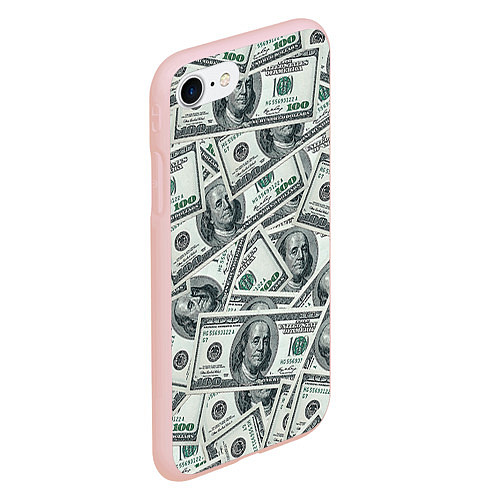 Чехол iPhone 7/8 матовый Банкноты / 3D-Светло-розовый – фото 2