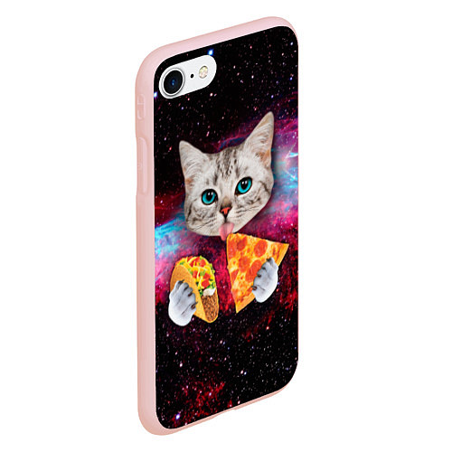 Чехол iPhone 7/8 матовый Кот с едой / 3D-Светло-розовый – фото 2