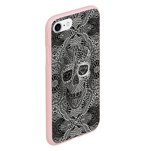 Чехол iPhone 7/8 матовый Кружевной череп / 3D-Светло-розовый – фото 2