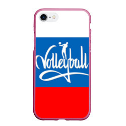 Чехол iPhone 7/8 матовый Волейбол 27, цвет: 3D-малиновый