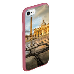 Чехол iPhone 7/8 матовый Площадь святого Петра, цвет: 3D-малиновый — фото 2