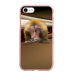 Чехол iPhone 7/8 матовый Мартышка, цвет: 3D-светло-розовый
