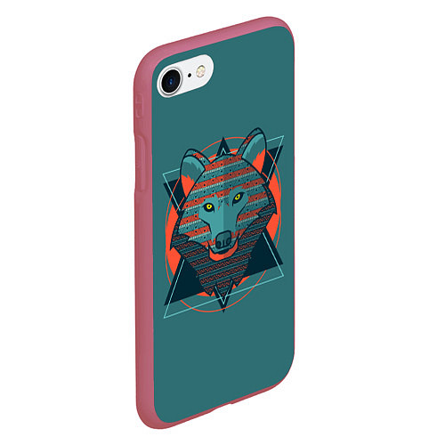 Чехол iPhone 7/8 матовый Геометрический волк / 3D-Малиновый – фото 2