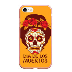 Чехол iPhone 7/8 матовый Мексиканский череп, цвет: 3D-светло-розовый