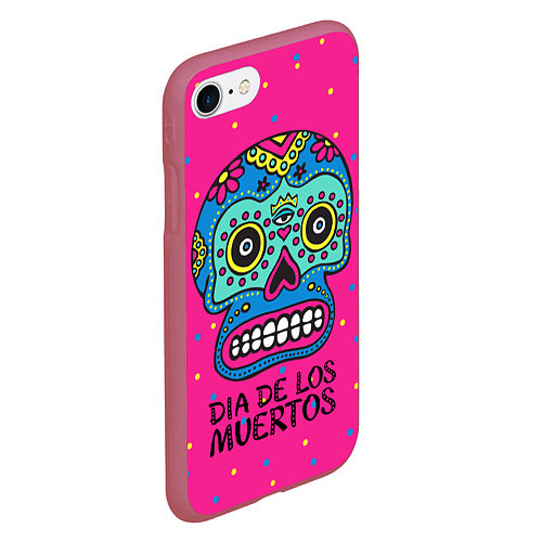 Чехол iPhone 7/8 матовый Мексиканский череп / 3D-Малиновый – фото 2