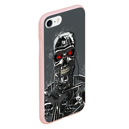 Чехол iPhone 7/8 матовый Скелет Терминатора / 3D-Светло-розовый – фото 2
