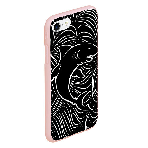 Чехол iPhone 7/8 матовый Акула в в морской пучине / 3D-Светло-розовый – фото 2