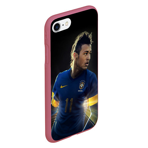 Чехол iPhone 7/8 матовый Neymar: Brasil Team / 3D-Малиновый – фото 2