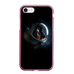 Чехол iPhone 7/8 матовый Aliens Astronaut, цвет: 3D-малиновый