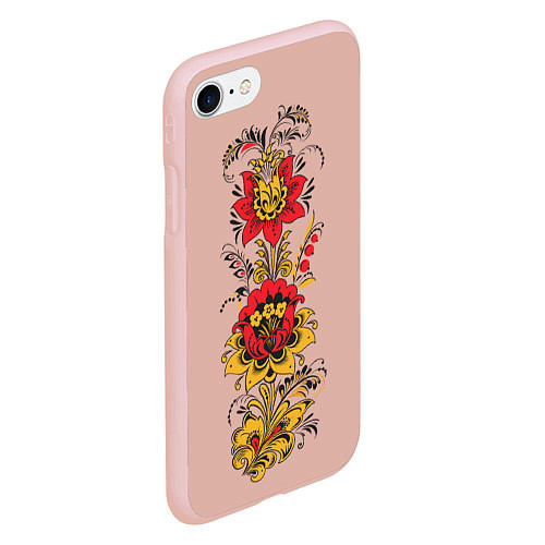 Чехол iPhone 7/8 матовый Хохлома: цветы / 3D-Светло-розовый – фото 2