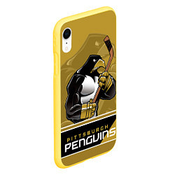 Чехол iPhone XR матовый Pittsburgh Penguins, цвет: 3D-желтый — фото 2