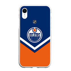 Чехол iPhone XR матовый NHL: Edmonton Oilers цвета 3D-белый — фото 1