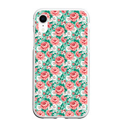 Чехол iPhone XR матовый Розы, цвет: 3D-белый