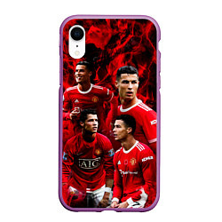 Чехол iPhone XR матовый Криштиану Роналду Манчестер Юнайтед, цвет: 3D-фиолетовый