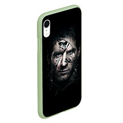 Чехол iPhone XR матовый Messi Black, цвет: 3D-салатовый — фото 2