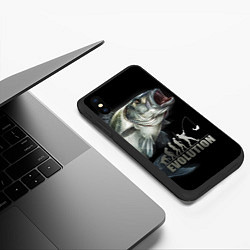 Чехол iPhone XS Max матовый Эволюция рыбалки, цвет: 3D-черный — фото 2