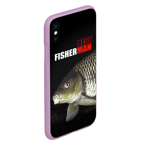 Чехол iPhone XS Max матовый The best fisherman / 3D-Сиреневый – фото 2